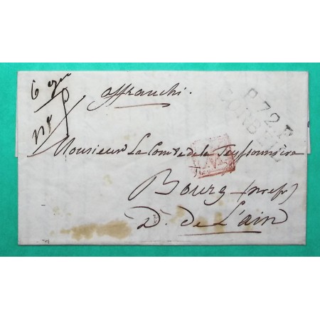 MARQUE P72P CORBEIL SEINE ET OISE DEPART ETIOLLES PORT PAYE POUR BOURG EN BRESSE AIN PORT VERIFIE 35x12 1825