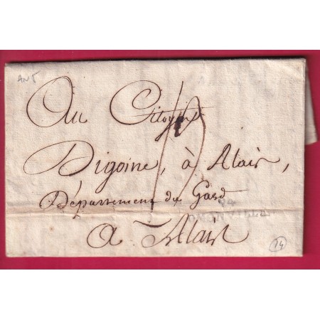 MARQUE 74 OMONVILLE SEINE INFERIEURE POUR ALAIS ALES GARD AN5 1797 INDICE 14