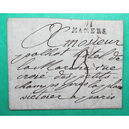 MARQUE 71 MAMERS SARTHE POUR PARIS PERIODE REVOLUTIONNAIRE 27x9 1804