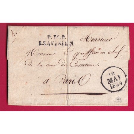 MARQUE P16P ST SAVINIEN CHARENTE INFERIEURE 1829 INDICE 14 1829 POUR PARIS