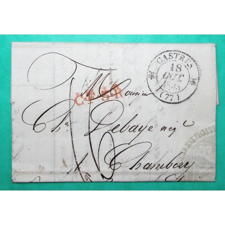 CAD TYPE 12 CASTRES TARN POUR CHAMBERY SAVOIE ETATS SARDES 1835