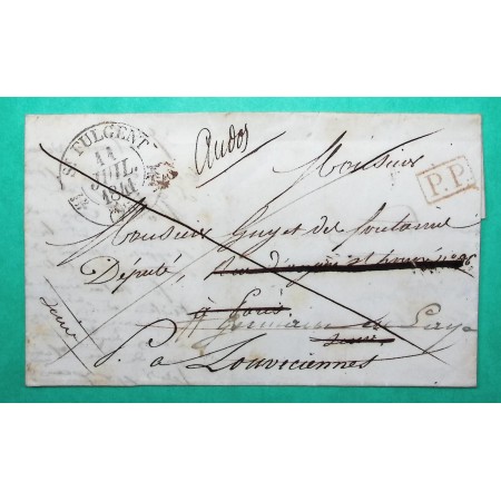 CAD TYPE 12 ST FULGENT VENDEE PP PORT PAYE POUR DEPUTE PARIS REEXP ST GERMAIN EN LAYE LOUVECIENNES CACHET FACTEUR VERSO 1841