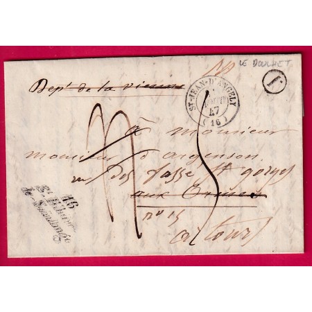 CURSIVE 16 ST HILAIRE DE SAINTONGE CHARENTE INFERIEURE BOITE RURALE J LE DOULHET POUR LES ORMES