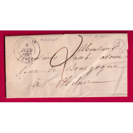 CAD TYPE 14 MORMANT SEINE ET MARNE BOITE RURALE A ST MERY POUR MELUN 1847