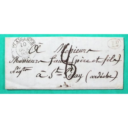 CAD TYPE 13 PLAISANCE GERS DECIME RURAL AIGNAN POUR ST PERAY ARDECHE 1835