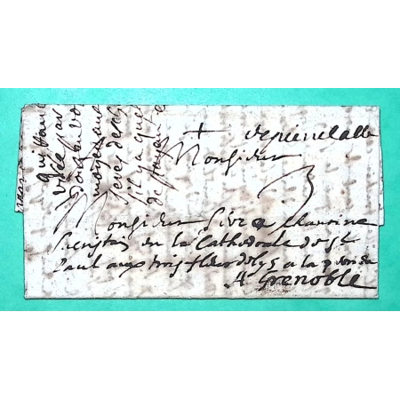 MARQUE MANUSCRITE PIERRELATTE DROME DEPART ST PAUL POUR GRENOBLE ISERE LN N°1A 1702 LETTRE COVER FRANCE