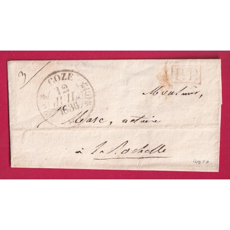 CAD TYPE 11 COZE CHARENTE INFERIEURE + PP ROUGE 1836 POUR LA ROCHELLE