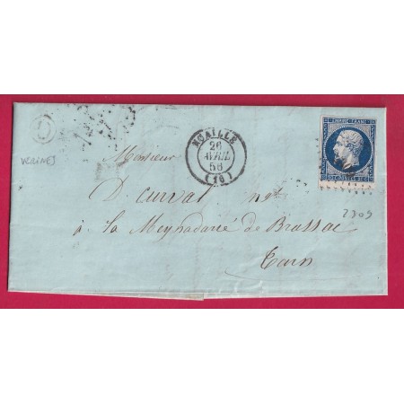 N°14 BDF PC 2309 NUAILLE CHARENTE INFERIEURE BOITE RURALE D VERINES POUR BRASSAC TARN AU DOS 4 AMBULANTS DIFFERENTS