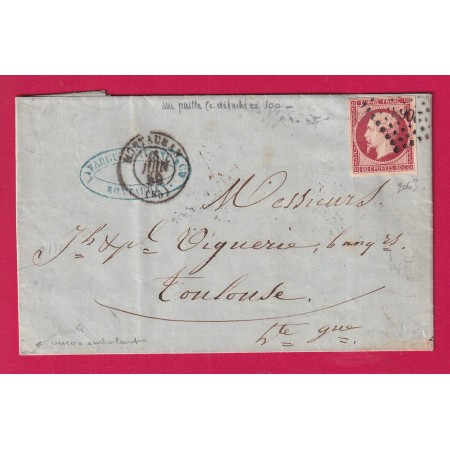 N°17A PC 2063 MONTAUBAN TARN ET GARONNE 1859 POUR TOULOUSE HAUTE GARONNE