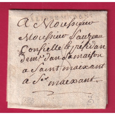 MARQUE ALIGRE MARANS CHARENTE INFERIEURE 1783 LENAIN N°5 INDICE 11 POUR ST MAIXENT