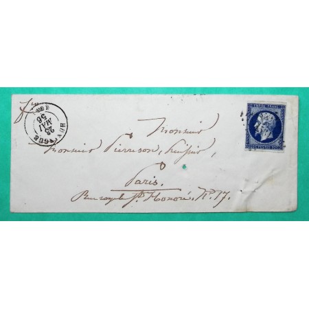 N°14 PC 1531 HUNINGUE HAUT RHIN POUR PARIS 1856