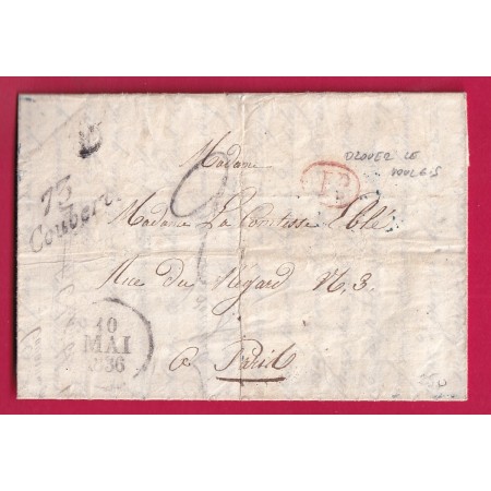 CURSIVE 73 COUBERT SEINE ET MARNE DECIME RURALE DE OZOUER LE VOULBIS POUR PARIS 1836