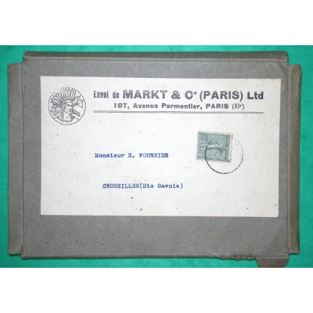 N°130 SEMEUSE BELLE ENVELOPPE CARTONNEE MARKT & Co PARIS QUICAILLERIE POUR CRUSEILLE HAUTE SAVOIE LETTRE COVER FRANCE