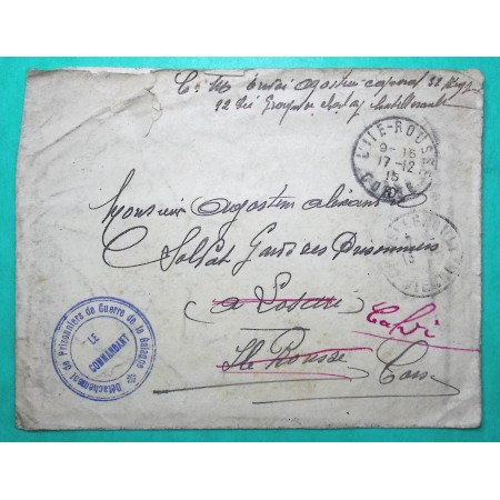FRANCHISE MILITAIRE FM PRISONNIERS DE GUERRE POW BALAGNE ILE ROUSSE CORSE 1915 WW1