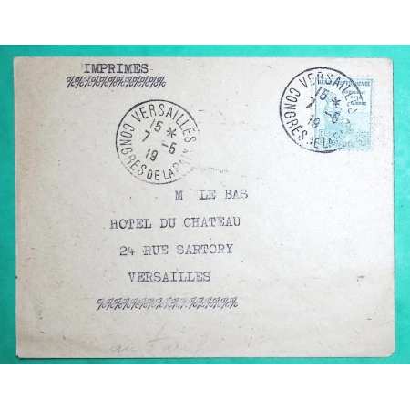 N°149 5C ORPHELINS DE GUERRE TARIF IMPRIME VERSAILLES CONGRES DE LA PAIX 1919 LETTRE COVER FRANCE