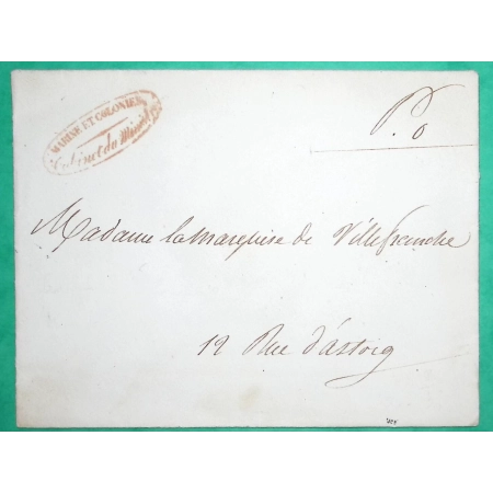 FRANCHISE MARINE ET COLONIES CABINET DU MINISTRE ROUGE PARIS LETTRE COVER FRANCE