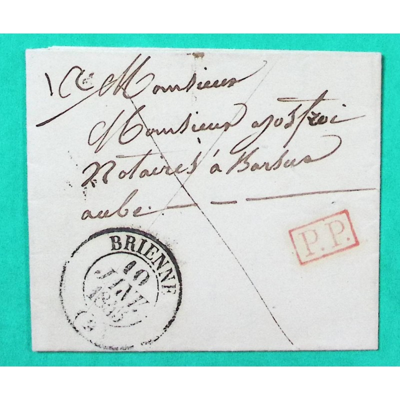 CAD TYPE 13 BRIENNE LE CHATEAU AUBE PP PORT PAYE DEPART EPAGNE POUR BAR SUR AUBE 1845