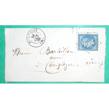 N°22 GC 1525 FLIXECOURT SOMME POUR POUR COMPIEGNE OISE 1868 LETTRE COVER FRANCE