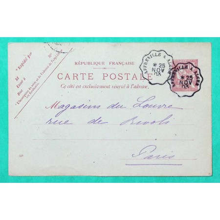 ENTIER 10 MOUCHON RETOUCHE CONVOYEUR LIGNE ALGERIE AFFREVILLE A ALGER CARTE POSTALE 1903