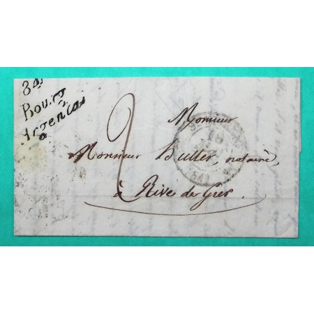CURSIVE 84 BOURG ARGENTAL LOIRE + CAD TYPE 12 ST ETIENNE POUR RIVE DE GIER 1838