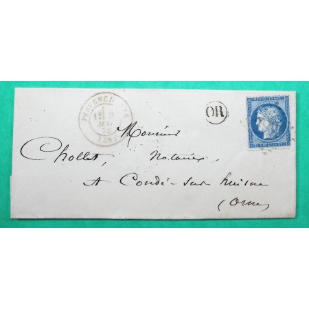 N°60A GC 2826 PERVENCHERES ORNE OR ORIGINE RURALE COULIMER POUR CONDE SUR HUISNE 1872