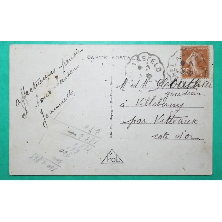 N°235 SEMEUSE CONVOYEUR LIGNE RETHEL A ASFELD CARTE POSTALE NEUFCHATEL SUR AISNE 1935