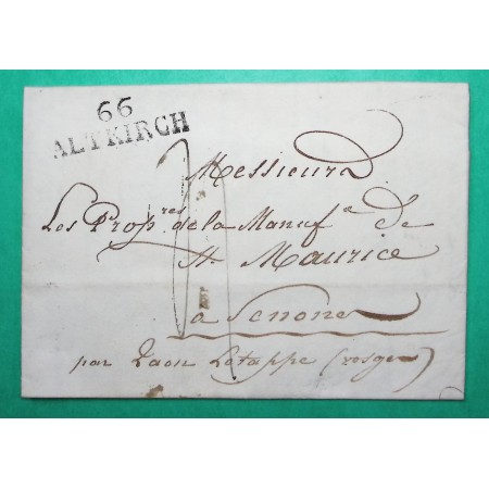 MARQUE 66 ALTKIRCH HAUT RHIN DEPART LUCELLE POUR SENONES VOSGES 39x12 1827