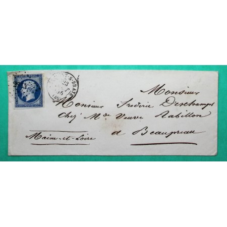N°14 PC 2844 SAVIGNY SUR BRAYE LOIR ET CHER POUR BEAUPREAU MAINE ET LOIRE 1855