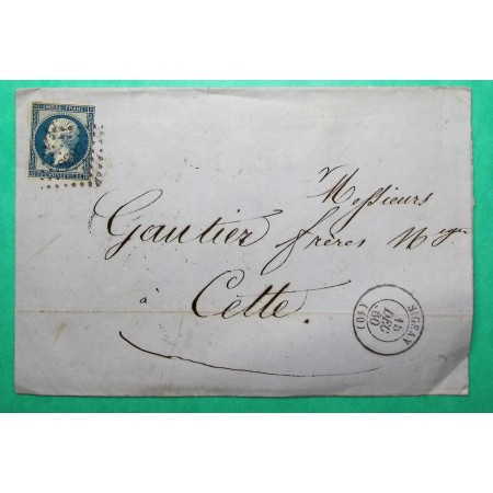 N°14B PC 2897 SIGEAN AUDE BOITE RURALE A PORT LA NOUVELLE POUR CETTE HERAULT 1860