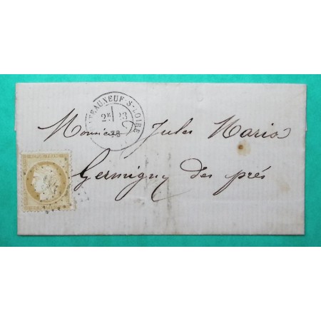 N°59 GC 943 CHATEAUNEUF SUR LOIRE LOIRET CORRESPONDANCE LOCALE POUR GERMIGNY DES PRES 1873