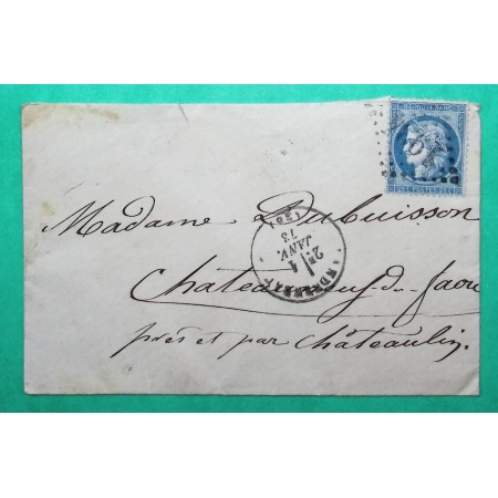 N°60A 1er JANVIER 1873 GC 1934 LANDERNEAU FINISTERE POUR CHATEAUNEUF DU FAOU