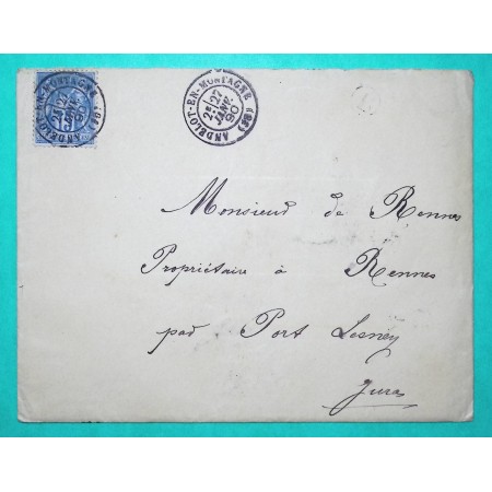 N°90 SAGE CAD TYPE 17 ANDELOT EN MONTAGNE JURA BOITE RURALE B GARDEBOIS POUR RENNES SUR LOUE 1890