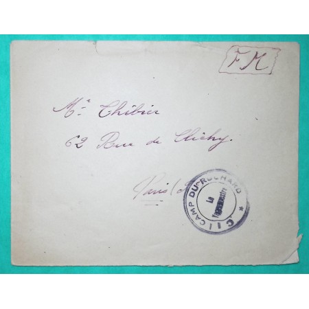 FRANCHISE MILITAIRE FM CAMP DU RUCHARD INDRE ET LOIRE POUR PARIS WW1