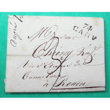 MARQUE 74 CANY SEINE INFERIEURE DEPART VITTEFLEUR POUR ROUEN 23x10 1824