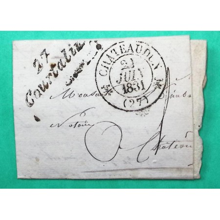 CURSIVE 27 COURTALIN + CAD TYPE 12 CHATEAUDUN EURE ET LOIR CORRESPONDANCE LOCALE TAXE 1 1831