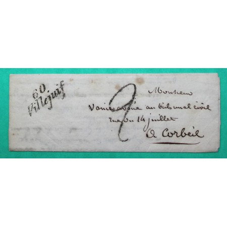 CURSIVE 60 VILLEJUIF SEINE TAXE TAMPON 2 POUR CORBEIL SEINE ET OISE