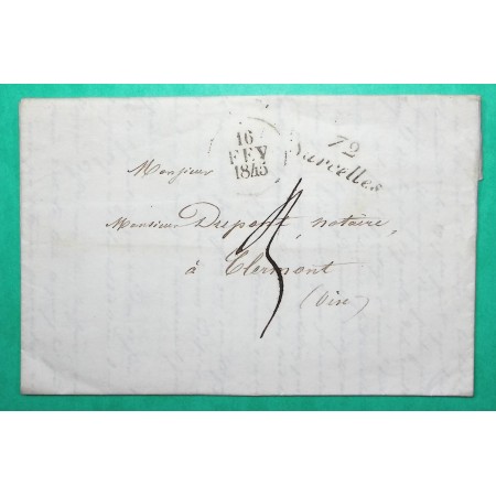 CURSIVE 72 SARCELLES SEINE ET OISE POUR CLERMONT OISE 1845
