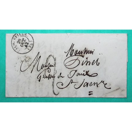 CAD TYPE 15 BACQUEVILLE SEINE INFERIEURE TAXE TAMPON 2 FABRICATION LOCALE POUR ST SAENS 1842