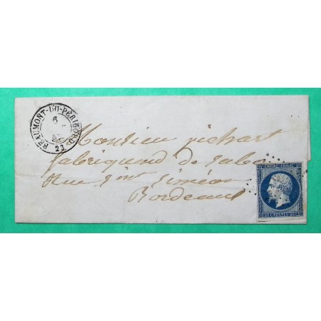 N°14 PC 315 BEAUMONT DU PERIGORD DORDOGNE POUR BORDEAUX GIRONDE 1857