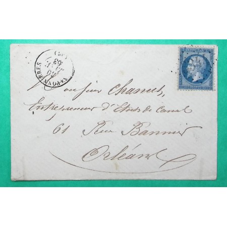 N°22 GC 3344 SAVONNIERES INDRE ET LOIRE POUR ORLEANS LOIRET 1863
