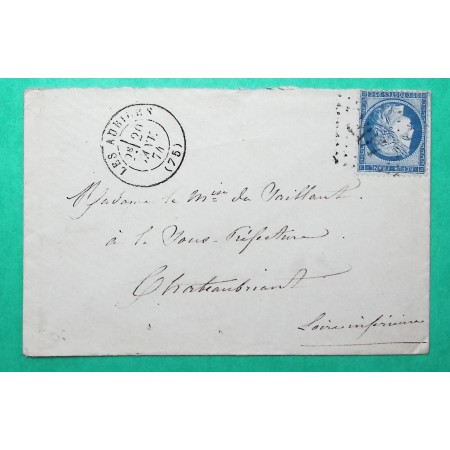 N°60A GC 204 LES AUBIERS DEUX SEVRES POUR CHATEAUBRIANT LOIRE INFERIEURE 1874