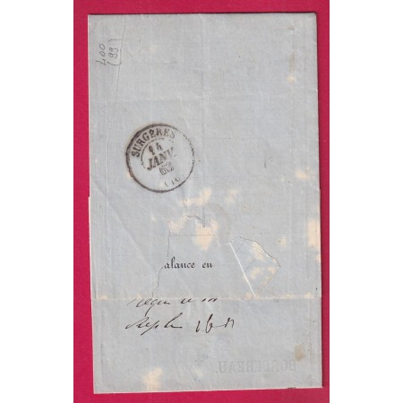 N°16 GC 3171 ROCHEFORT SUR MER SUPERBE POUR SURGERES CHARENTE INFERIEURE 13 JANVIER 1863