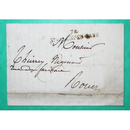 MARQUE 74 SAINT VALERY EN CAUX SEINE INFERIEURE POUR ROUEN 50x9 1825