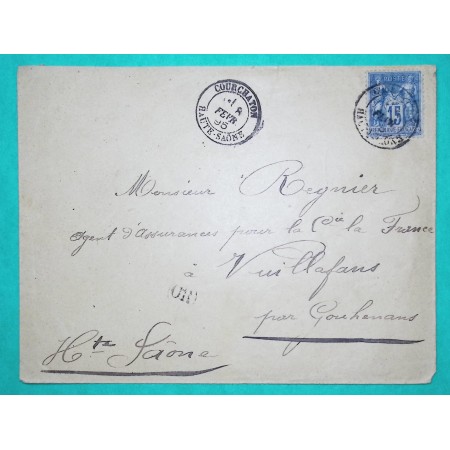 N°90 SAGE CAD TYPE 18 COURCHATON HAUTE SAONE OR ORIGINE RURALE POUR VUILLAFANS DOUBS 1895