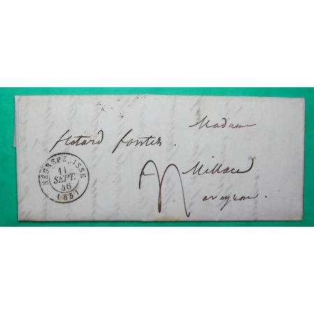 CAD TYPE 15 NEGREPELISSE TARN ET GARONNE POUR MILLAU AVEYRON 1846 LETTRE COVER FRANCE