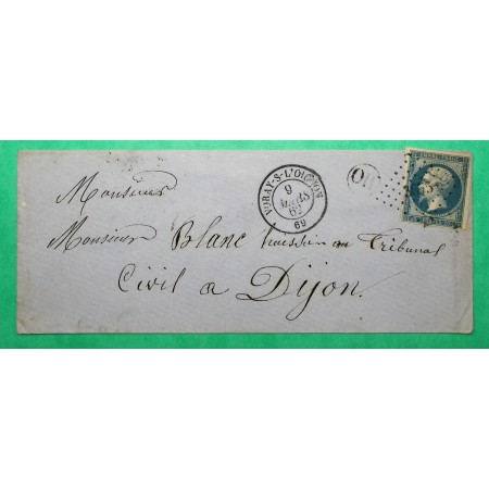 N°14B PC 3675 VORAY SUR L'OIGNON HAUTE SAONE OR ORIGINE RURALE POUR DIJON COTE D'OR 1862