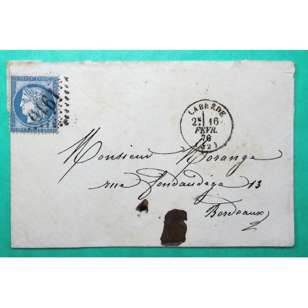 N°60C GC 1910 LABREDE GIRONDE POUR BORDEAUX 1876