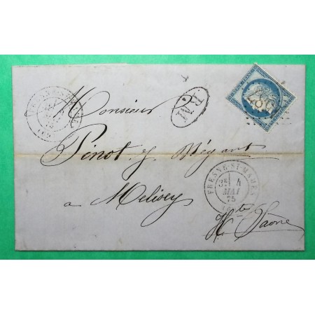 N°60C GC 1587 FRESNE ST MAMES HAUTE SAONE BM BOITE MOBILE POUR MELISEY 1875