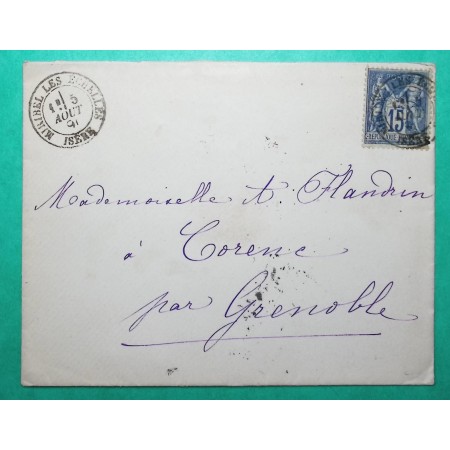 N°90 SAGE CAD TYPE 18 MIRIBEL LES ECHELLES ISERE RARE POUR GRENOBLE 1891