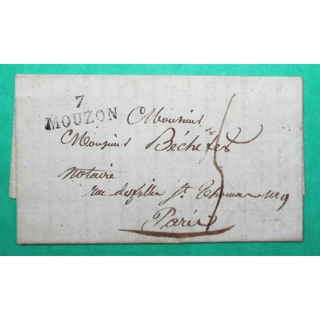 MARQUE 7 MOUZON ARDENNES POUR PARIS 28x11 1827